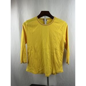 Claudia D. Women’s 100% Cotton Yellow Short Sleeve Shirt Size Medium